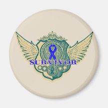 Anal Cancer Survivor Vintage Winged Fridge Magnets