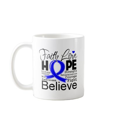 Anal Cancer Typographic Faith Love Hope Coffee Mug by cancerapparel