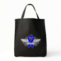 Anal Cancer Winged SURVIVOR Ribbon Tote Bags