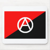 Anarchist flag with A symbol Mouse Pads