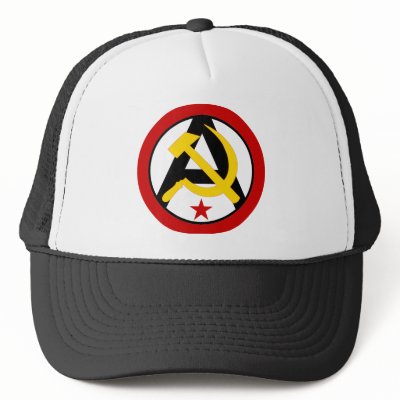 Anarcho-communist logo hats by PhilSlattery