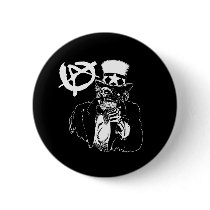 Anarchy Skull Black Pinback Button