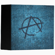 Anarchy symbol on blue grungy texture binder