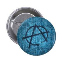 Anarchy symbol on blue grungy texture button