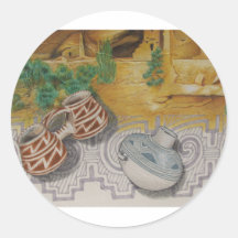 Anasazi Pottery of Native Americans Round Stickers