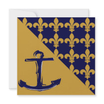 Anchor Fleur De LIs Blue Gold Invites