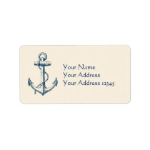Anchor Nautical Address Label Gift Navy Blue White