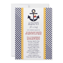 Anchor Nautical Baby Shower Invitations Yellow