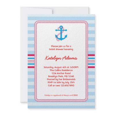 Anchor Nautical Bridal Shower Invitation by marlenedesigner