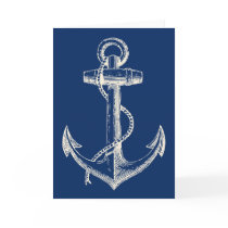 Anchor Nautical Greeting Card Gift Navy Blue White