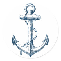 Anchor Nautical Sticker Decor Gift Navy Blue White