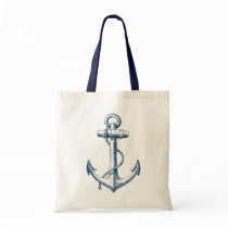 Anchor Nautical Tote Bag Gift Navy Blue White