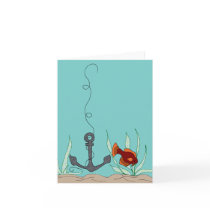 Anchor with fish blank note card