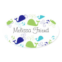Anchors-a-Whale Oval Sticker