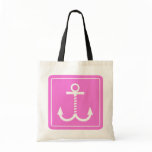 Anchors Away Budget Tote - Dk Pink and White Bag