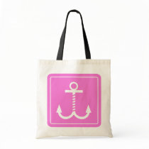 Anchors Away Budget Tote - Dk Pink and White Bag