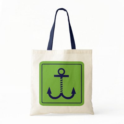 Anchors Away Budget Tote - Lime Green and Blue Canvas Bags by dezine01bo