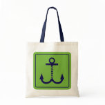 Anchors Away Budget Tote - Lime Green and Blue Canvas Bags