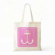 Anchors Away Budget Tote - Pink and White Bags