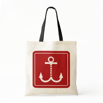 Anchors Away Budget Tote - Red and White Canvas Bags by dezine01bo