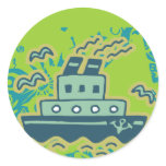 Anchors Away Tugboat Tshirts and GIfts Round Stickers