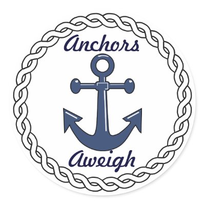 Anchors Aweigh Envelope Seals Round Sticker by CruiseReady