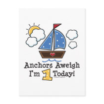 Anchors Aweigh Sailboat 1st Birthday Invites