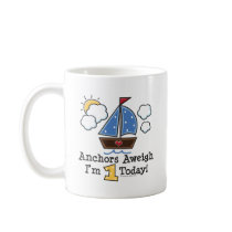 Anchors Aweigh Sailboat 1st Birthday Mug