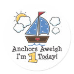 Anchors Aweigh Sailboat 1st Birthday Stickers