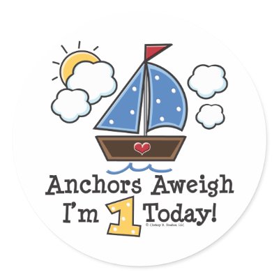 Anchors Aweigh Sailboat 1st Birthday Stickers by BirthdayTeesGifts