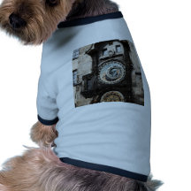 Ancient Astrology Timepiece Clock in Prague Czech Dog T-shirt