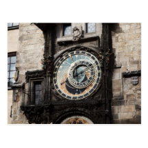 Ancient Astrology Timepiece Clock in Prague Czech Post Cards