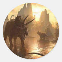 ancient dinosaur round stickers