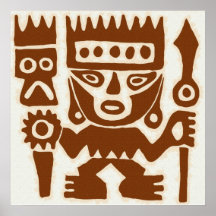 Ancient drawing Peru Warrior  square Poster