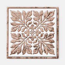 Ancient english tile cool faded brown magnet