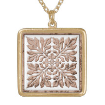 Ancient english tile cool faded brown custom necklace