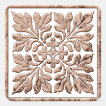 Ancient english tile cool faded brown stickers
