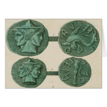 Ancient Etruscan Janus Coins Greeting Card