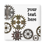 Ancient Gears & Cogs Square Magnet - Customized