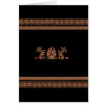 Ancient Greek Style Black and Orange Floral Design Greeting Cards