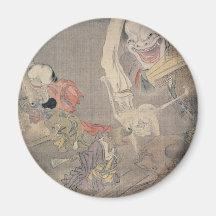 Ancient "Japanese Demons" Painting Fridge Magnets