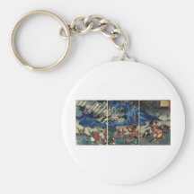Ancient Japanese Painting of Samurai and Mongols Key Chains