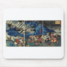 Ancient Japanese Painting of Samurai and Mongols Mouse Pads