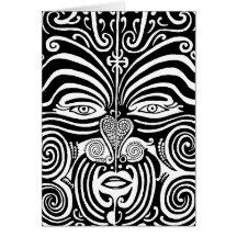 Ancient Maori Moko tribal tattoo design. Greeting Card