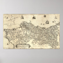 Ancient Map of Portugal Print