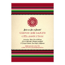 Ancient Mexican Sun Serape Cinco de Mayo Party Personalized Invite