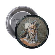 Ancient Roman Pan Mosaic Pinback Buttons