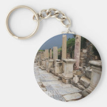 Ancient Roman road in the city of Ephesus, Turkey Keychains