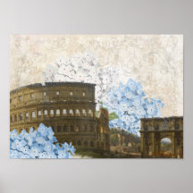 Ancient Rome Blue Hydrangea Poster or Print