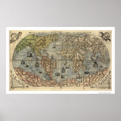 Ancient World Forlani Map By Paolo Forlani 1565 Poster by lc_maps